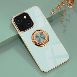 Pryžový kryt Electroplating na iPhone 13 Pro Max - Light Cyan