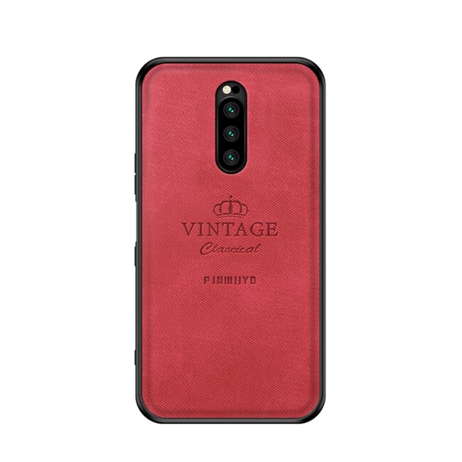 Denim kryt PINWUYO Vintage na Sony Xperia 1 - Červená