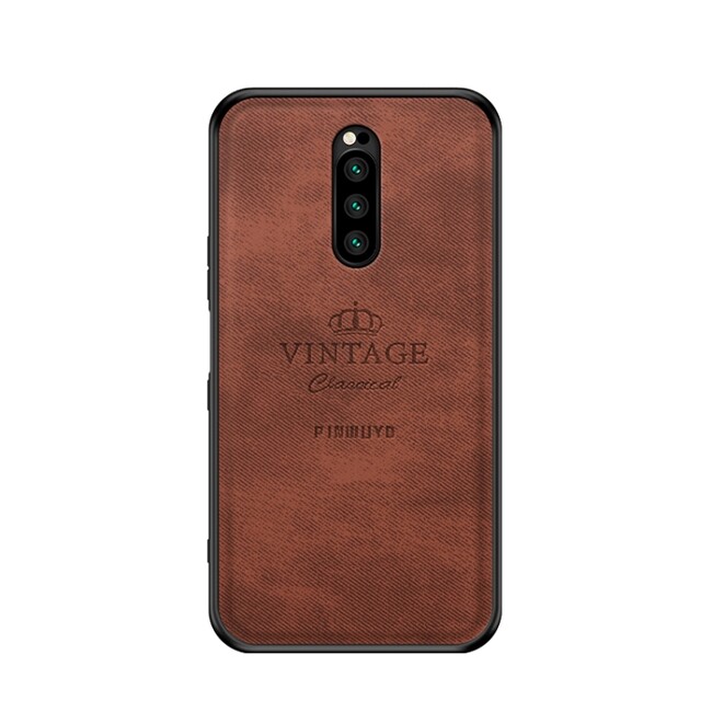 Denim kryt PINWUYO Vintage na Sony Xperia 1 - Hnedá