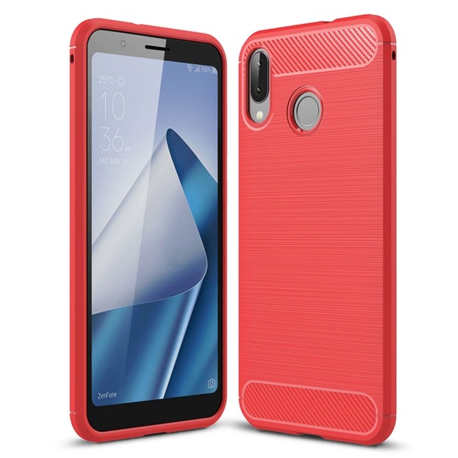 Gumový kryt Brushed Carbon  na Asus Zenfone Max (M1) ZB555KL - červená