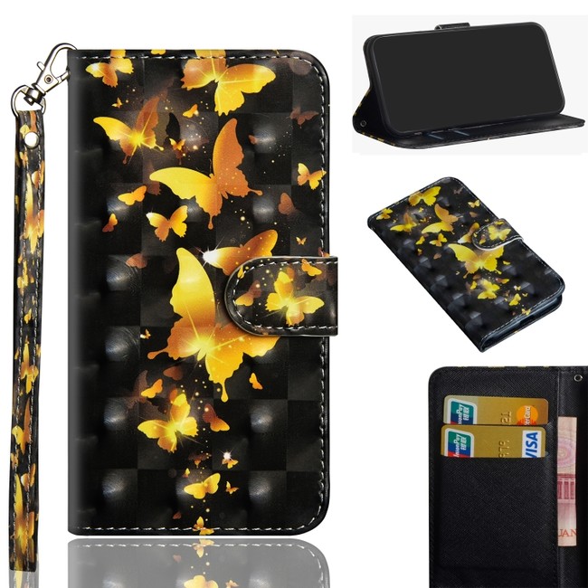 Peňaženkové 3D puzdro na Huawei Y7 (2019) - Golden Butterfly