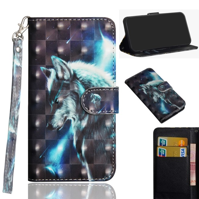 Peňaženkové 3D puzdro na Huawei Y7 (2019) - Wolf
