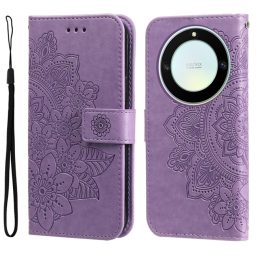 Peněženkové kožené pouzdro 7-petals na Honor Magic5 Lite - Světle fialová