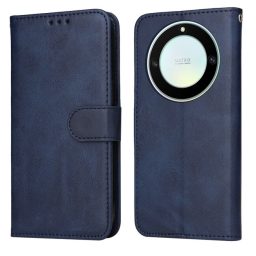 Peněženkové kožené pouzdro Classic Calf na Honor Magic5 Lite - Modrá