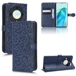 Peněženkové kožené pouzdro Honeycomb pro Honor Magic5 Lite - Modrá
