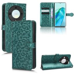 Peněženkové kožené pouzdro Honeycomb pro Honor Magic5 Lite - Zelená