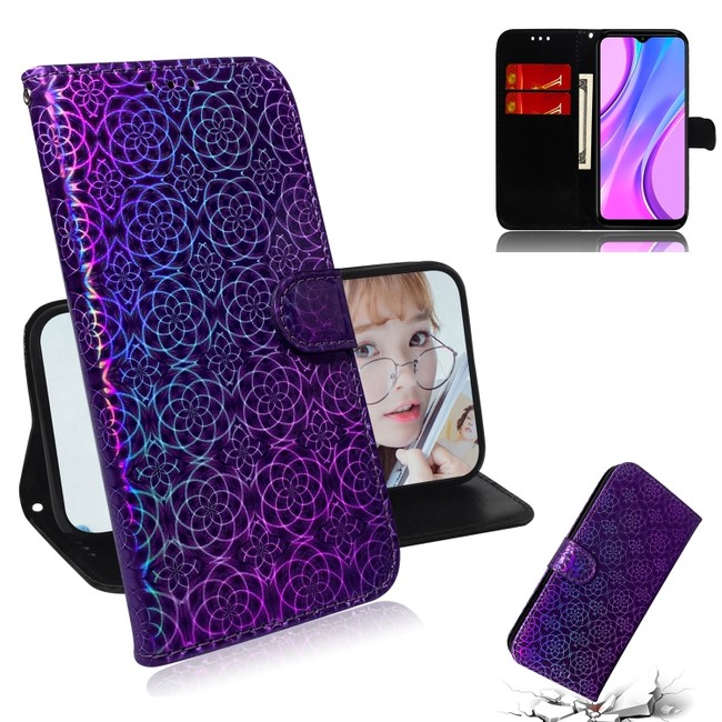 Peňeženkové kožené pouzdro na Xiaomi Redmi 9 - Fialová
