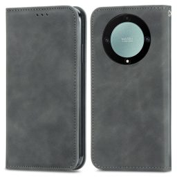 Peněženkové kožené pouzdro Retro Skin na Honor Magic5 Lite - Šedá