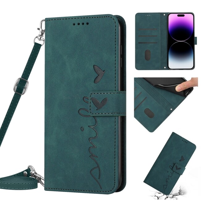 Peneženkové kožené pouzdro SKIN na iPhone 14 Pro Max - Zelená