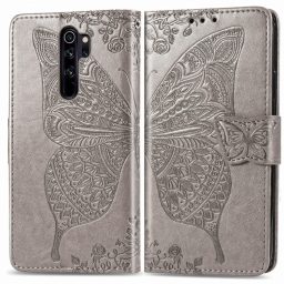 Peňaženkové puzdro Butterfly Love Flower Embossed na Xiaomi Redmi Note 8 Pro - Šedá